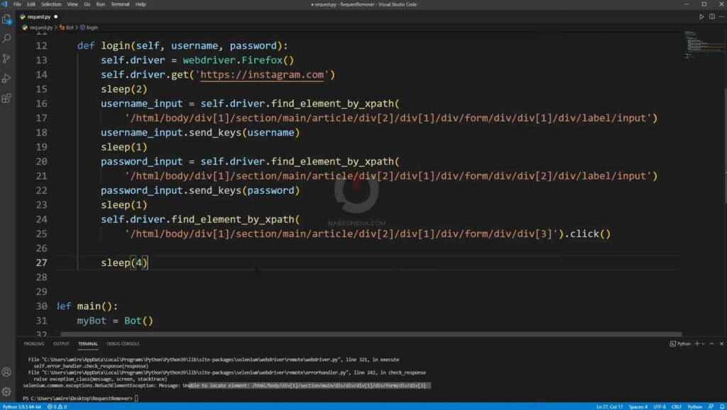 آموزش ساخت ربات اینستاگرام با پایتون-سلنیوم-Knowxis-Knowxis