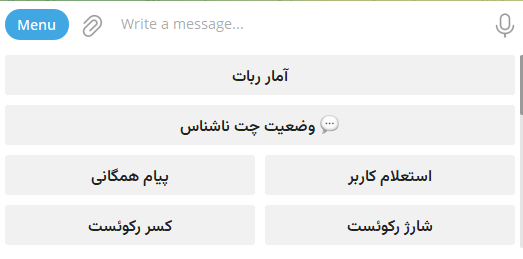 آمار ربات چت ناشناس در پنل مدیریت